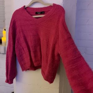 Soft hot pink semi crop sweater